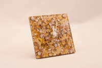 Murano Glass Clock Amber/Brown/White/Gold